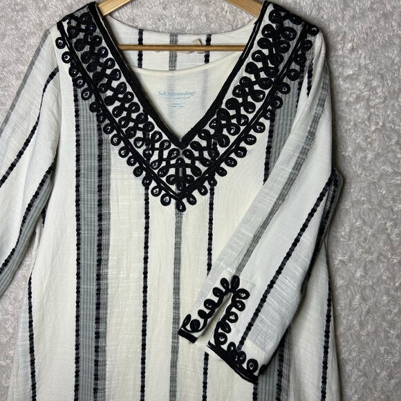 SOFT SURROUNDINGS Coco De Mer Kaftan 2 Piece Dress 100% Cotton Size Medium - Picture 4 of 8